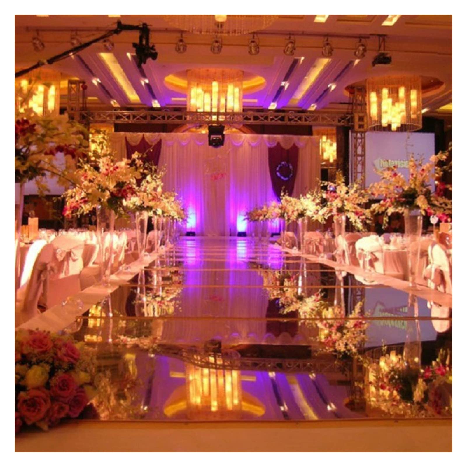 Alfombra de salón de 10 metros, espejo plateado, para decoración de fondo de boda, 0,12 mm, color plateado, 10
