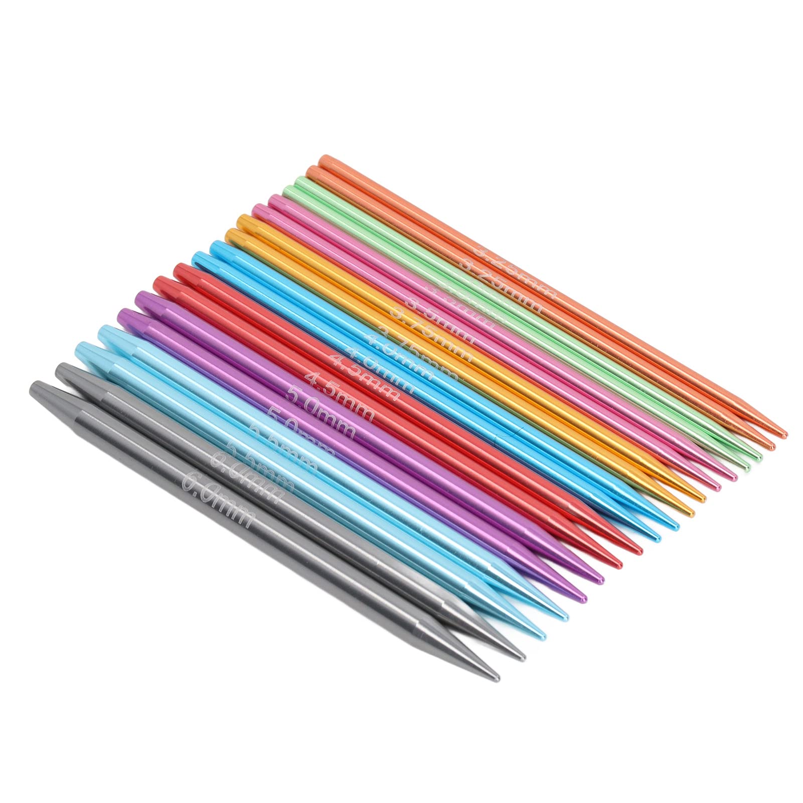 Set de agujas de tejer circulares, set de 9 tamaños de agujas circulares de aluminio con diseño ergonómico, agujas de tejer intercambiables para mantas, suéteres, bufandas y