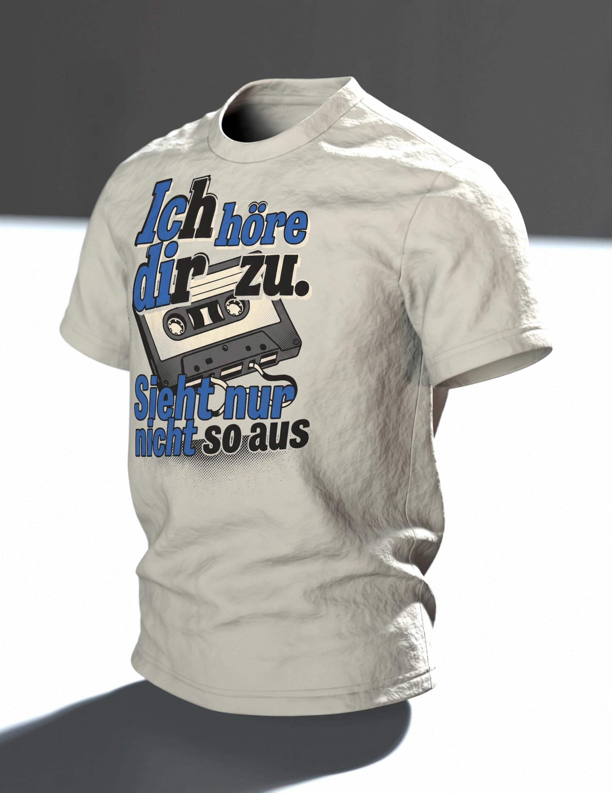Kassette T-Shirt Ich höre dir zu. Sieht nur Nicht so aus, Retro Pop-Art Spruch
