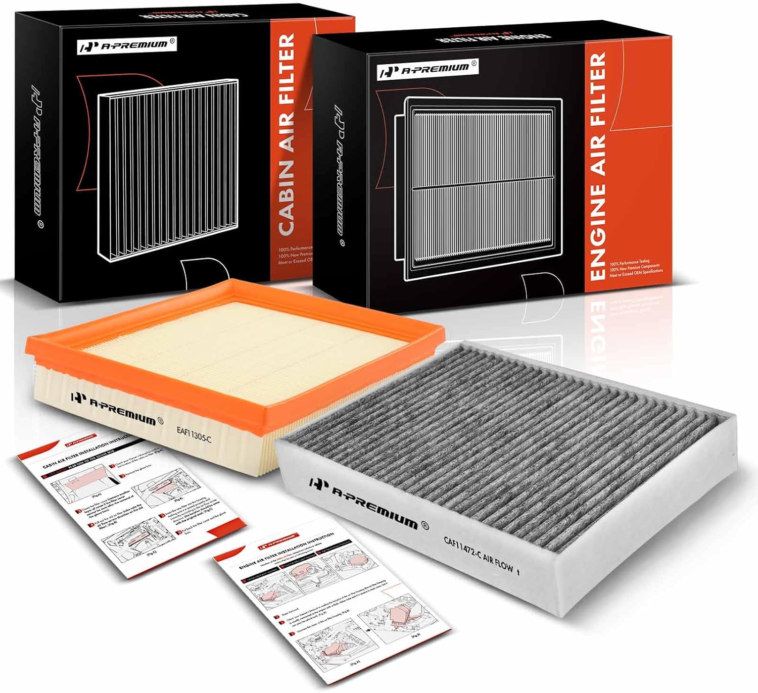 APremium 2PC Engine & Cabin Air Filter with Activated