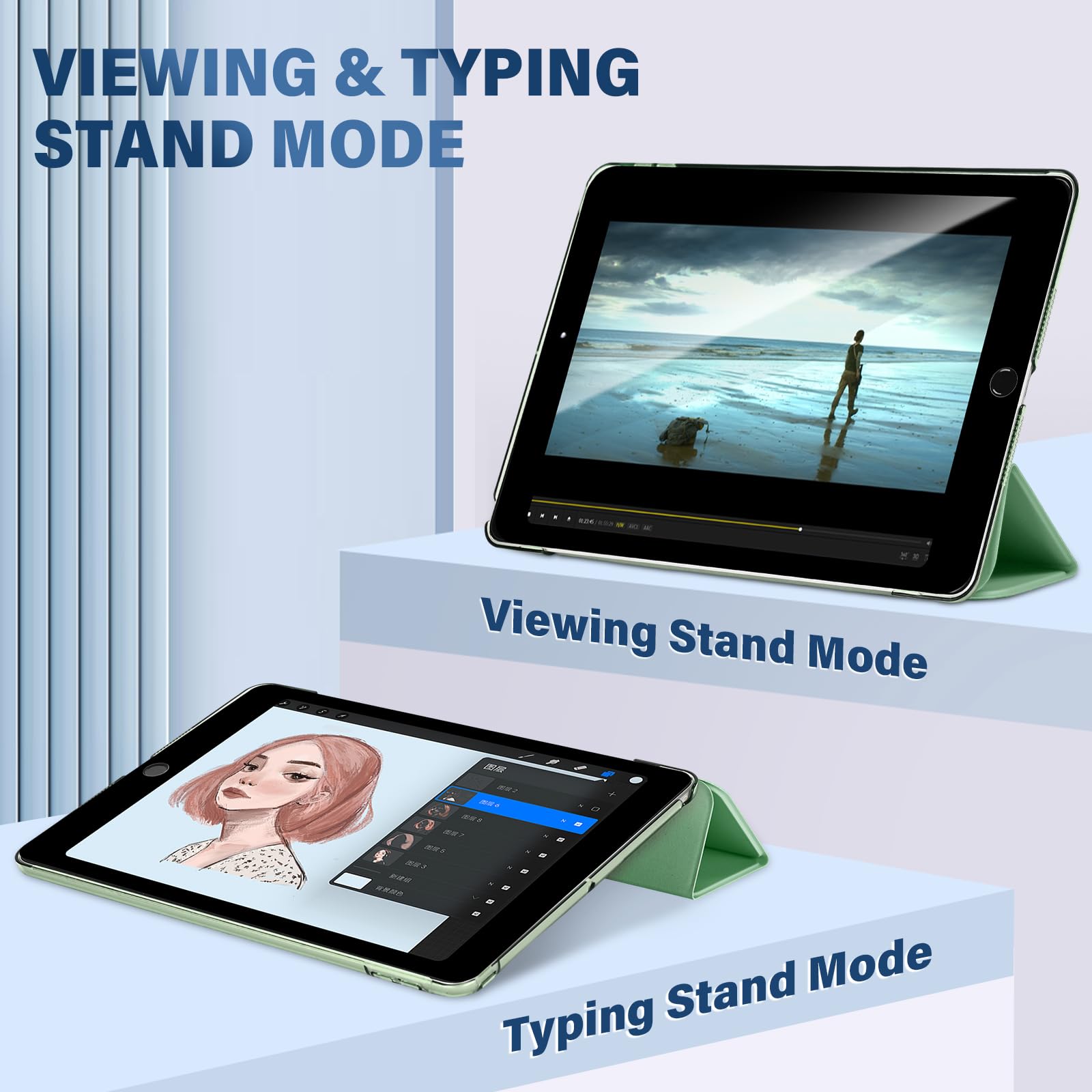 ProCase For IPad 9th/ 8th/ 7th Generation Case 10.2 Inch ( 2021/2020/2019 Release), 10.2 IPad Case 9th/ 8th/ 7th Gen Cover, Slim Smart Cover With Translucent Hard Shell Back -Aqua