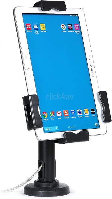 click4av PAD2102 Lockable Tablet Desk Stand or Secure Wall Mount Compatible with iPad and Samsung Tablets 7.9-10.1 Inch