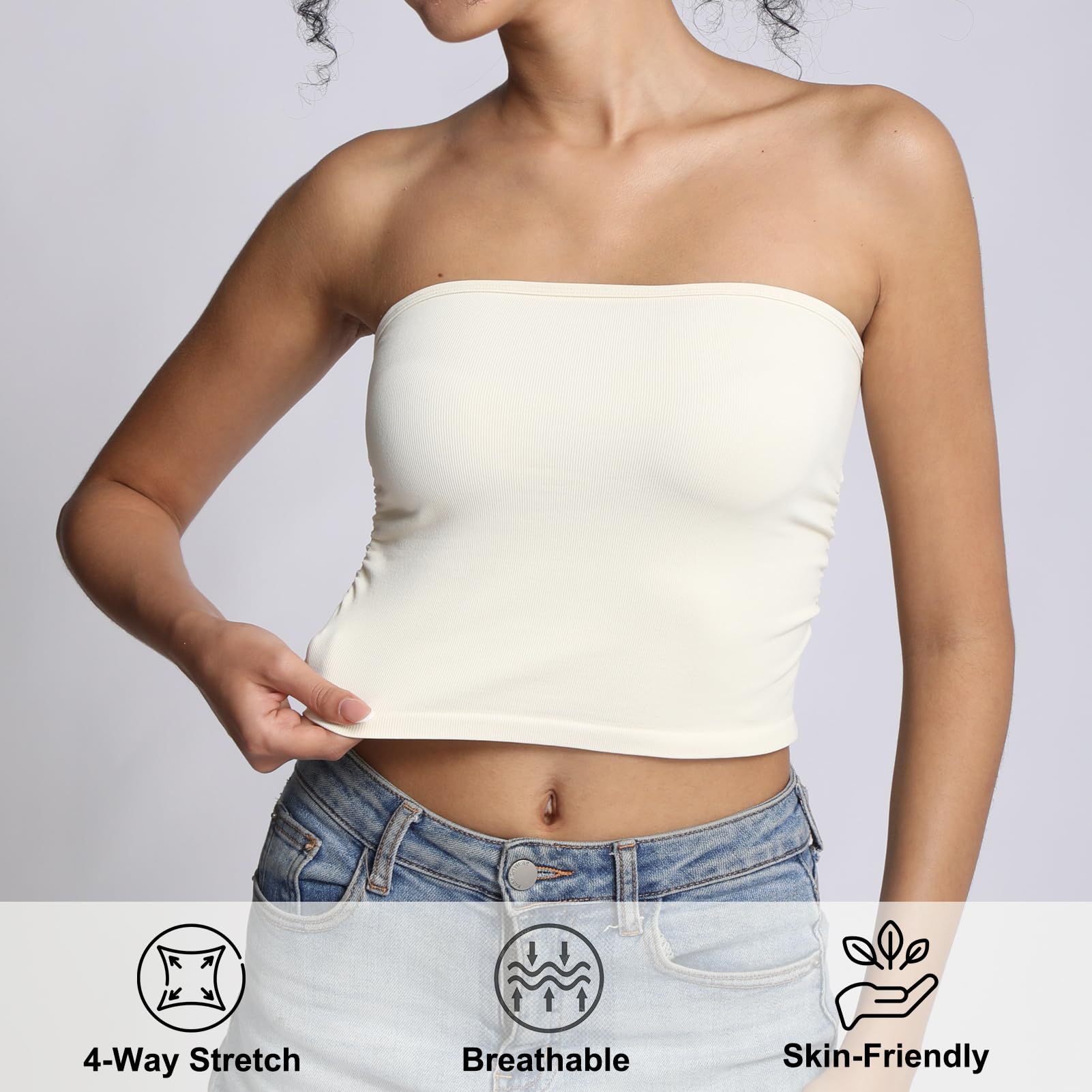 Camiseta de Tubo para Mujer, sin Tirantes, Bandeau, sin Mangas, básica, sin Espalda, para Verano, para Salir