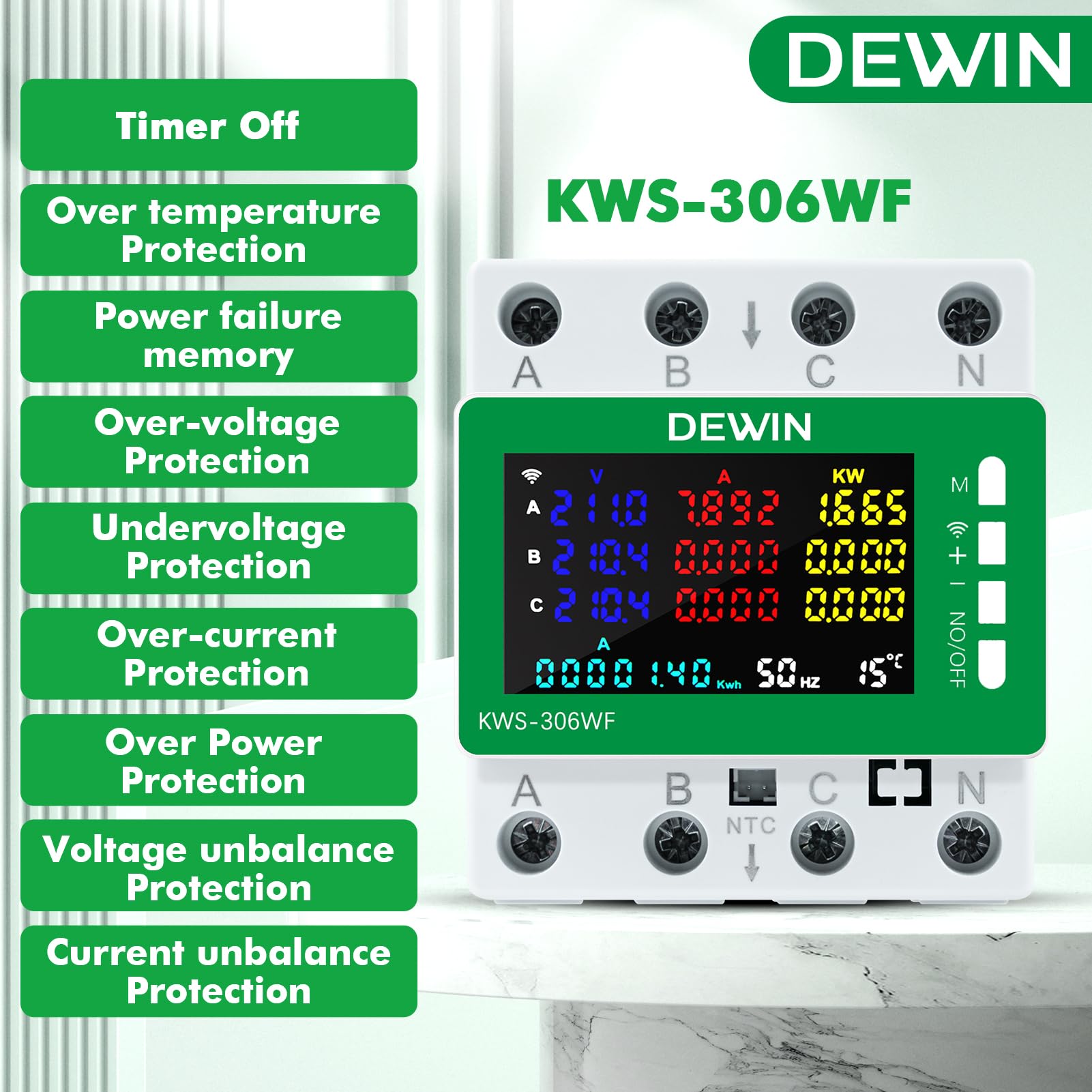 Wlan Tuya Smart Meter AC 85-290V 0-80A Cyfrowy miernik zużycia energii elektrycznej z pomiarem, wyłączanie pamięci, ochrona przed przeciążeniem