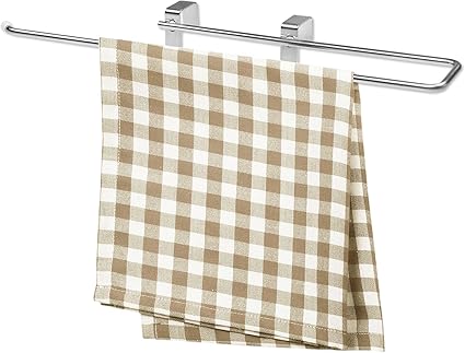 Mister Mountain Soporte de cocina universal – Toallero para puerta de armario – Soporte de acero inoxidable sin agujeros ni tornillos – Organizador