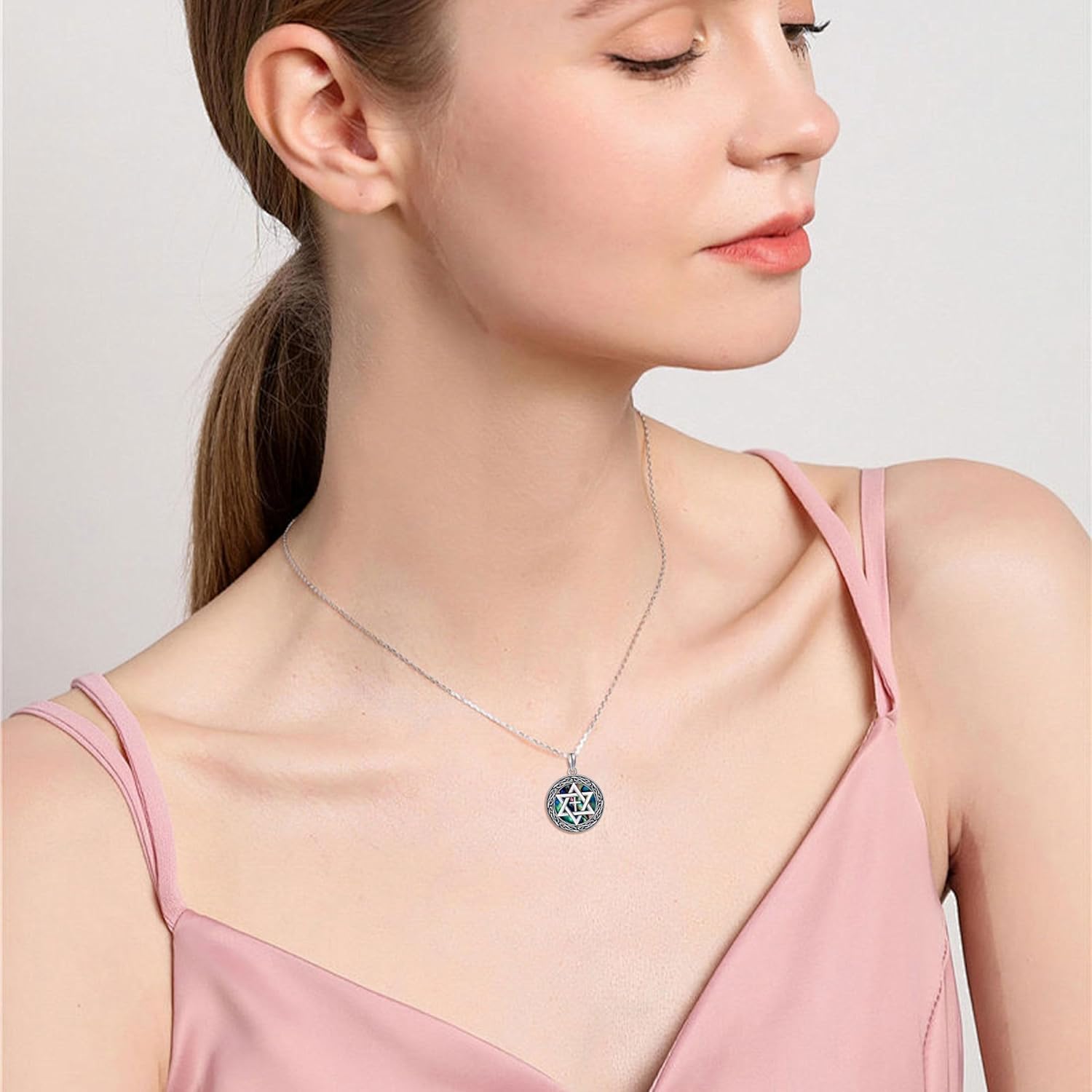 YFN Jewish Star of David Necklace Sterling Silver Celtic Cross Star of David Pendant Necklace Judeo Christian Religious Jewelry for Women(cross star of david) - Image 7