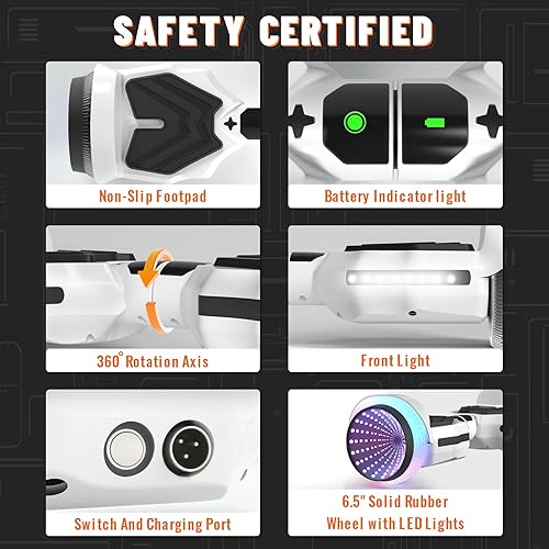 Miniatura 6 de SIMATE Patinete, ruedas LED coloridas iluminadas, altavoces Bluetooth y APP, motores duales de 250W, velocidad máxima de 8.5 mph y alcance máximo de