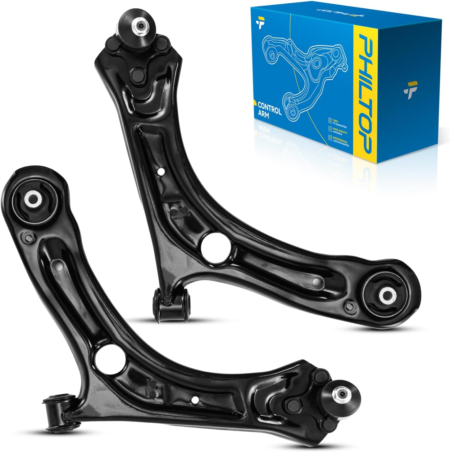 PHILTOP 2pcs Front Lower Control Arms with Ball Joint Fit for Beetle 2012-2019, Passat 2012-2020, 522-837, 522-838 Suspension Kit MS70180 MS70181