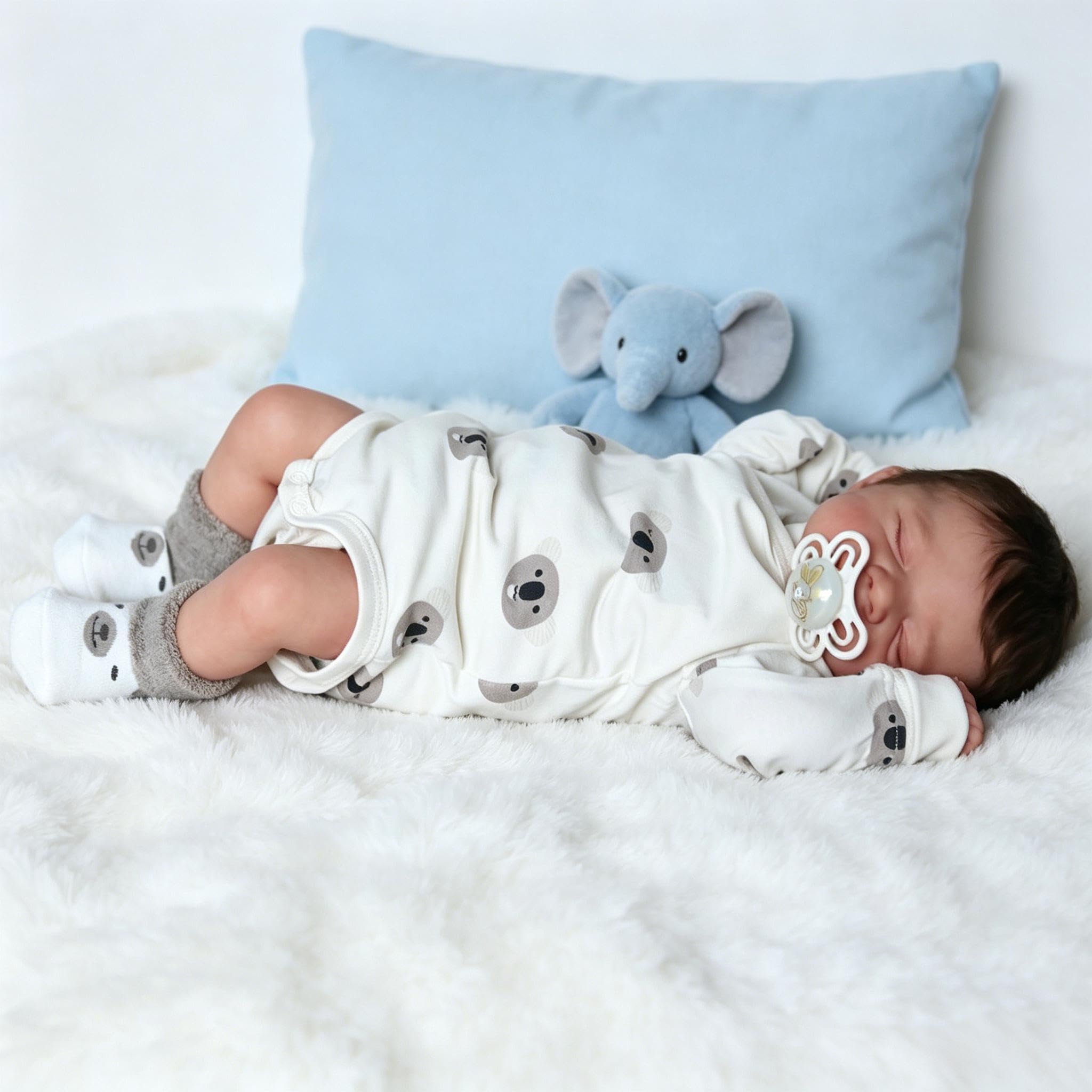 RXDOLL Realistyczne lalki Reborn Baby Dolls silikonowe na całe ciało dziewczyna 45 cm śpiące realistyczne lalki noworodka, ręcznie robione w pełni silikonowe lalki niemowlęce, Reborn Babies na Boże