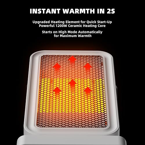 Miniatura 4 de Calentador de espacio pequeño para uso en interiores, calentador de escritorio portátil con calor instantáneo de 2 segundos, calefacción de cerámica