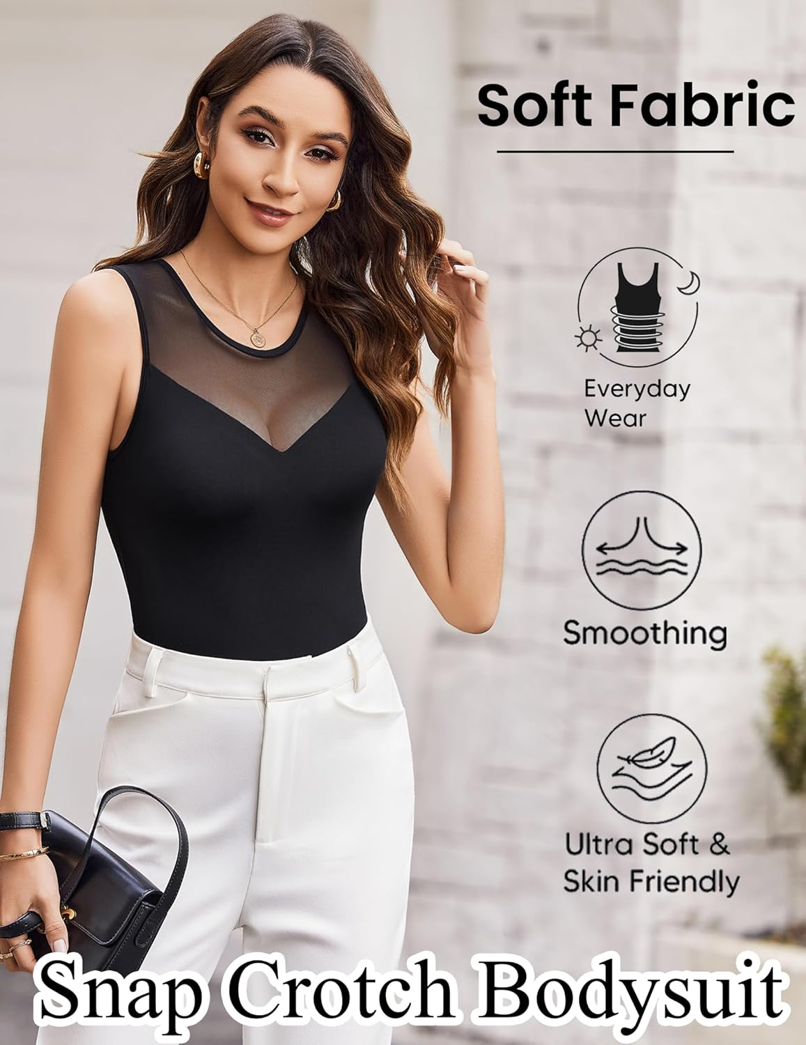 Avidlove Bodysuits for Women Summer Tops Mesh Crew Neck Leotards Shirts Sleeveless Going Out Bodysuit Tops - Image 7