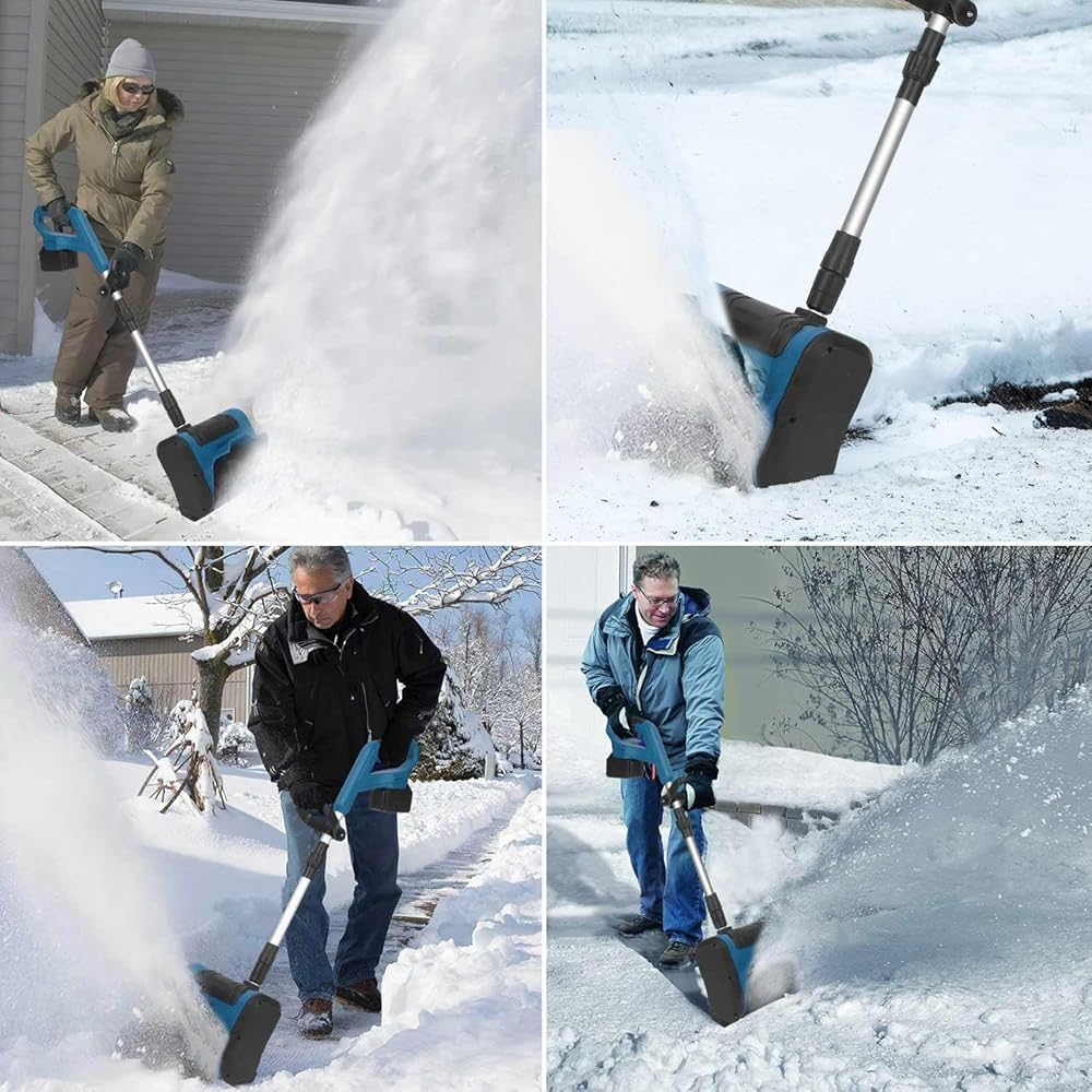 Spazzaneve senza fili con design pieghevole, due batterie incluse, altezza massima della neve 20 cm, distanza di lancio 8 m, ideale per tutti i tipi di strada