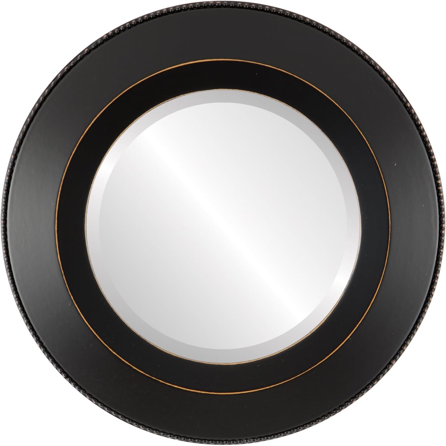 OVALCREST Round Beveled Wall Mirror for Home Decor - Lombardia Style - Rubbed Black - 30x30 Outside Dimensions