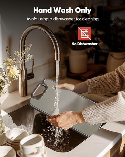 Miniatura 7 de G.C&yite Tabla de cortar de titanio para cocina, tabla de cortar de titanio puro 2 en 1 con paja de trigo PP para seguridad alimentaria, ligera, no