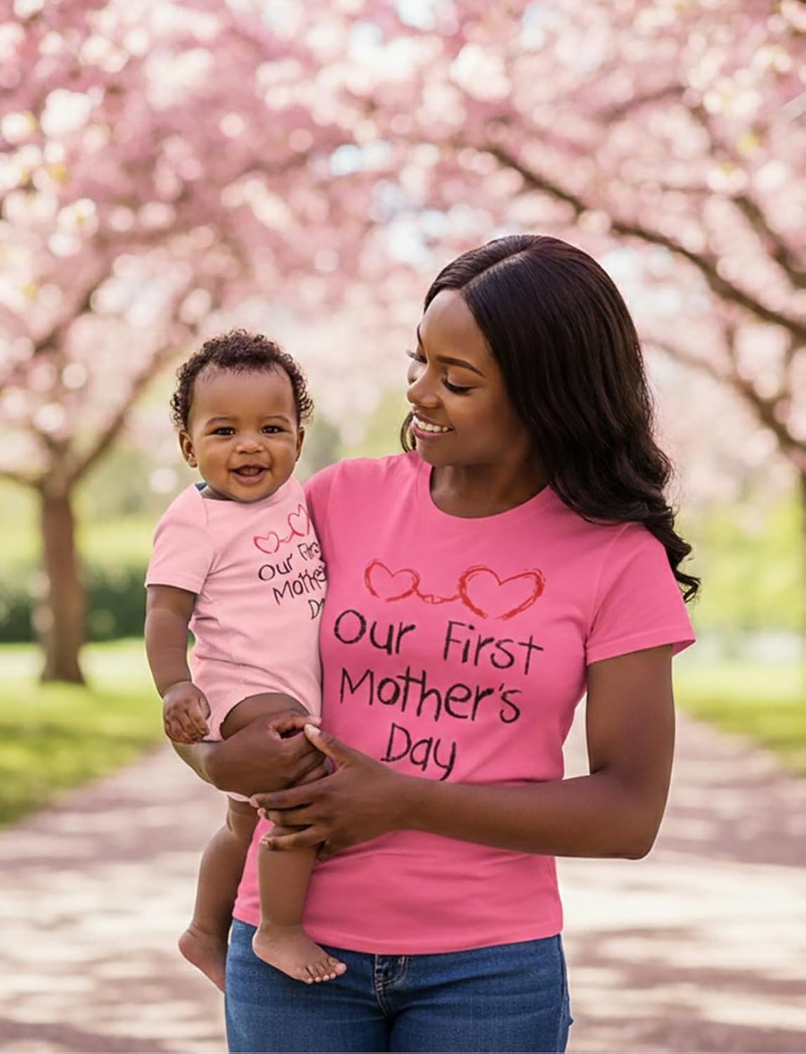 Tstars Our First Mother's Day Mom and Baby Matching Shirts - Mommy and Me Outfit Gift for New Moms and Infant