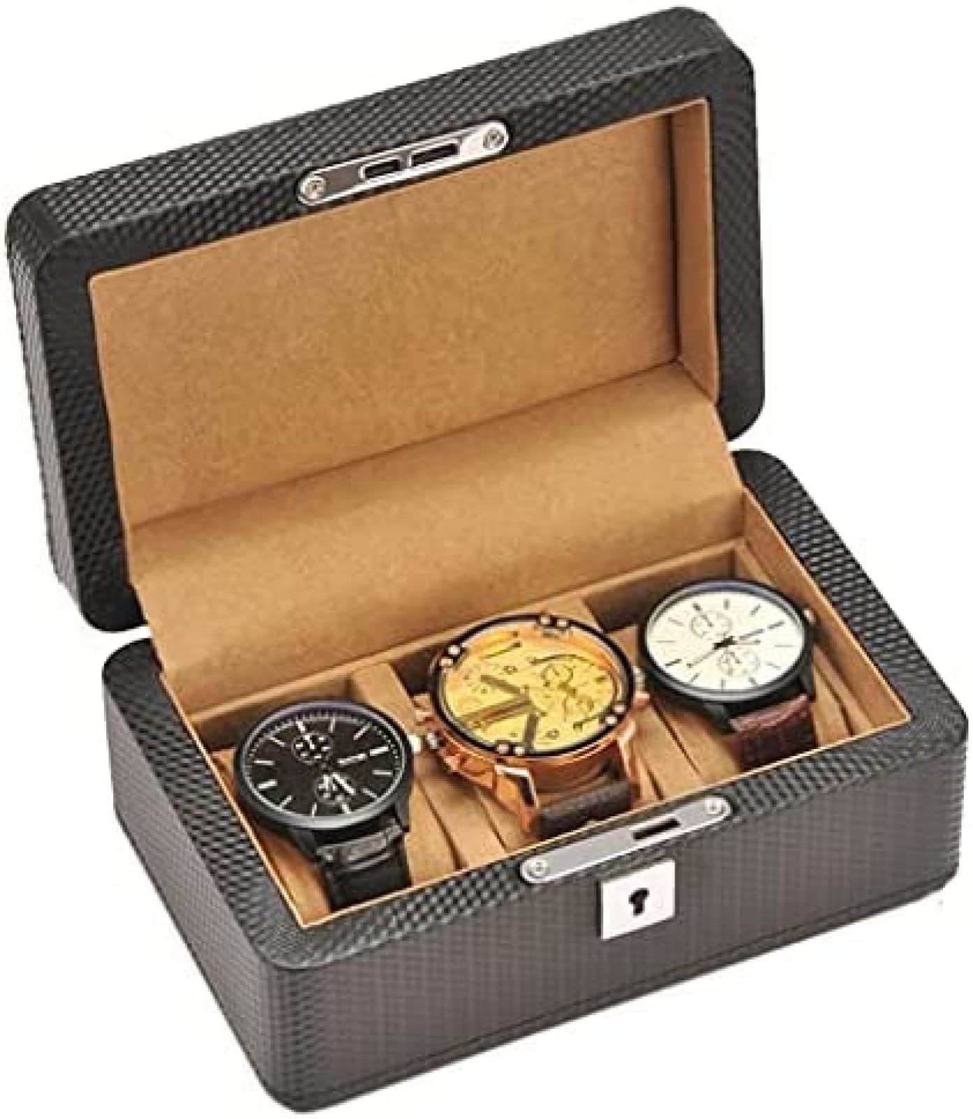 YNBSHGAA 3-Slot Leather Watch Box Watch Display Cabinet Storage Box Jewelry Storage Box with Lock for Friends
