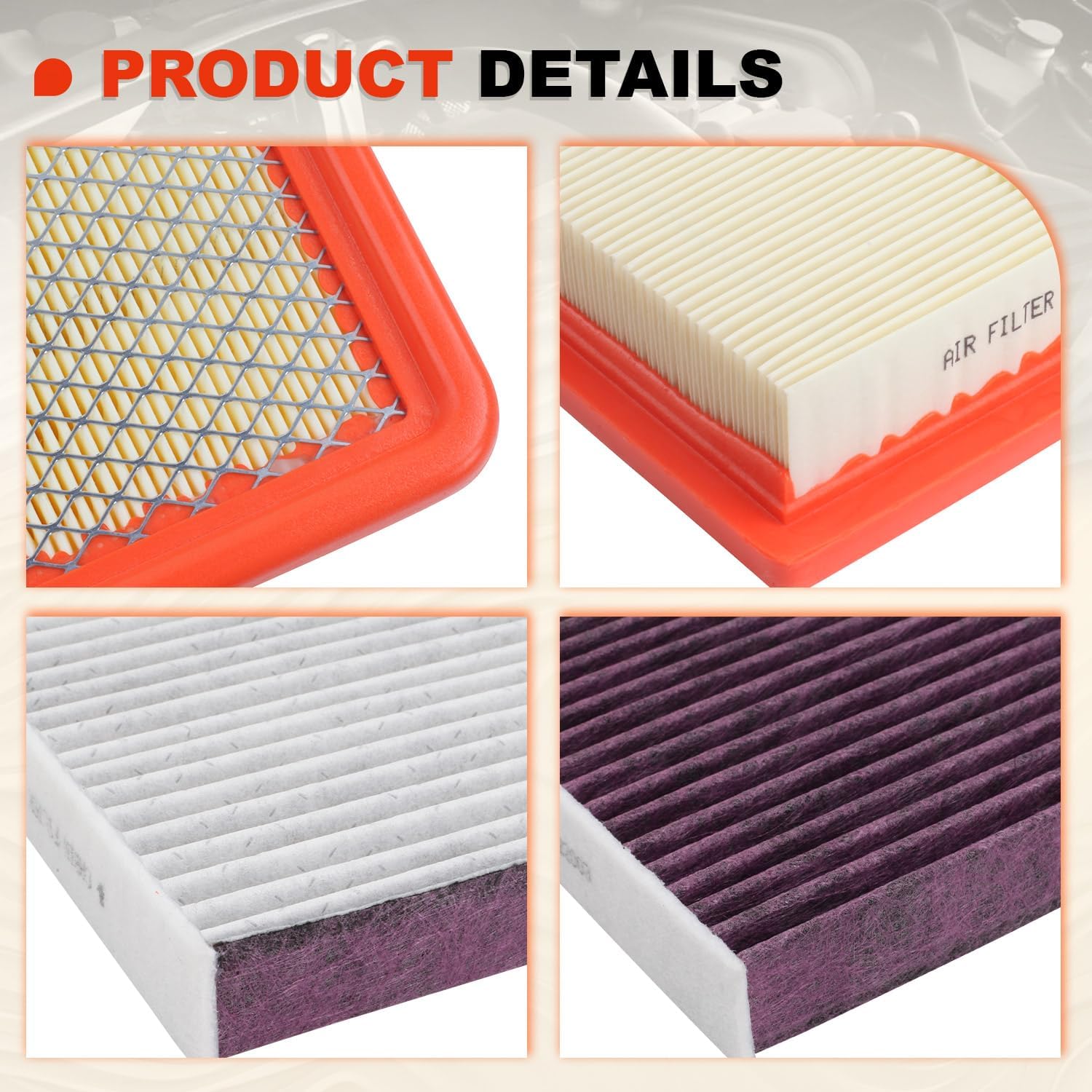Upgraded Engine & Cabin Air Filter Kit for Chevy GMC 2019-2025 Silverado 1500 Sierra 1500, 2020-2025 Silverado 2500 HD Sierra 2500 HD Gasoline ONLY, 2021-2025 Escalade Tahoe Yukon Suburban