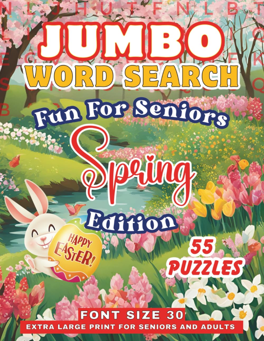 Jumbo Word Search Puzzle Book Spring: 55 Extra Large Print Easter-Themed Seasonal Wordfinds For Seniors & Adults- 30 Font Size- Big Letters