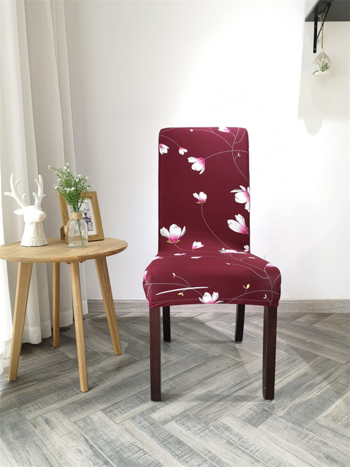 8er Set Stuhlhusse, Universal Stretch Stuhlhussen, Abnehmbare Waschbar Stuhlbezug für Stuhl, Dehnbare Stuhlhussen Für Hochzeit Partys Bankett Haus Esszimmer, Hotel - weinrot rosa