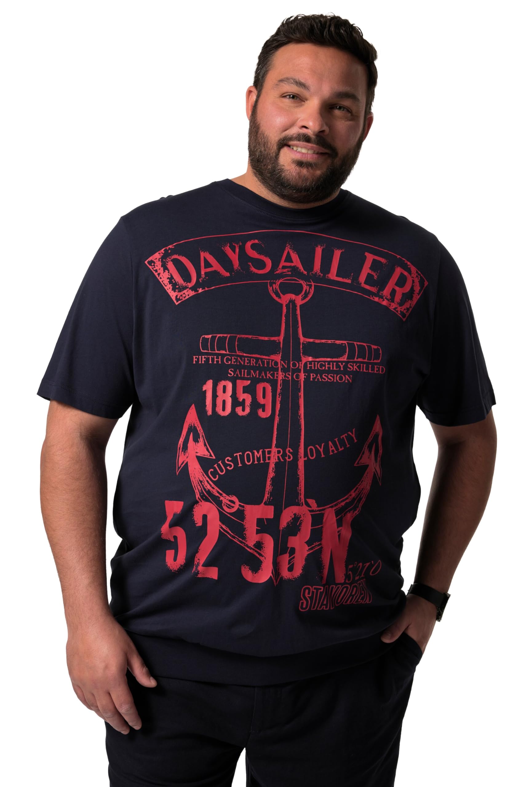 Men Plus Herren große Größen Übergrößen Menswear L-8XL T-Shirt, Halbarm, Bauchfit, Print, Rundhals 838070