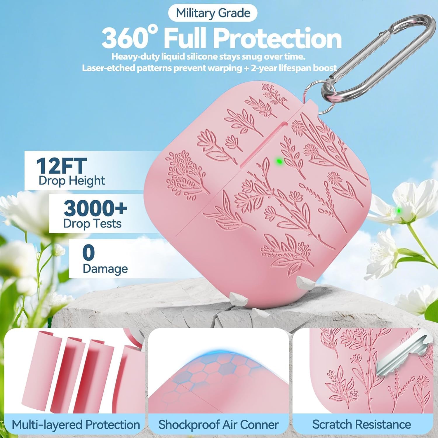 Meyaar Engraved Silicone Case for AirPods 5/4 (2026/2024), Pink — Amazon image 3