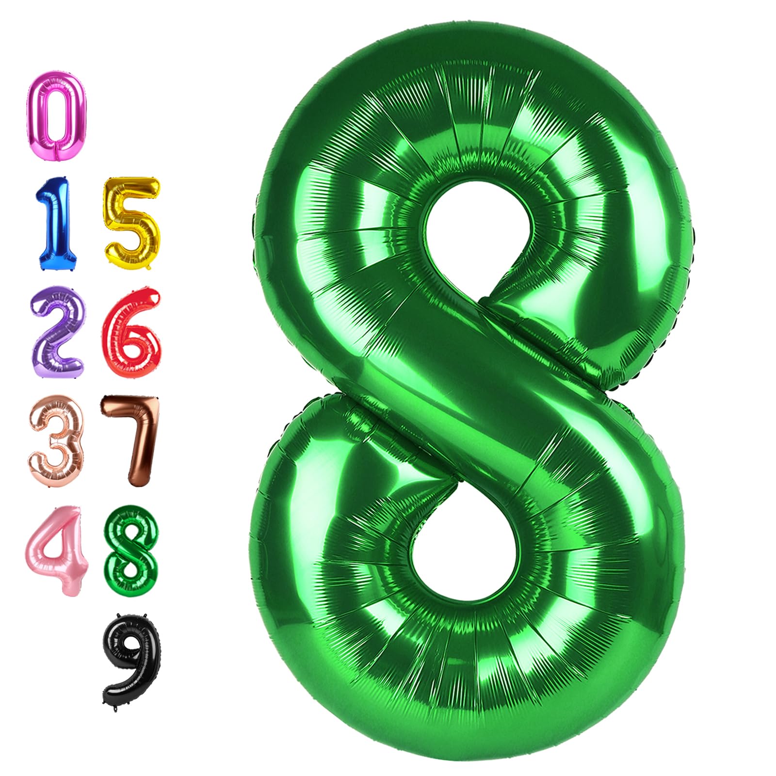 8 Balloon 40 inch Green Number Balloons for 8 Birthday Party Decorations