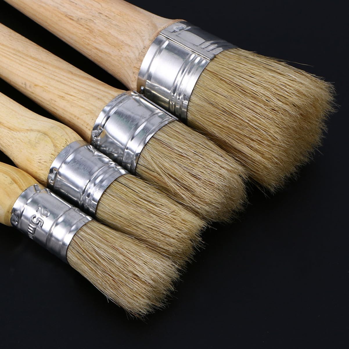 Uonlytech 2pcs Ergonomic Handle Round Head Paint Brush Professional Oil Painting Brush Varnish Watercolor