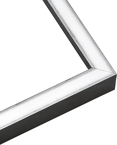 Miniatura 2 de Marco de 21 x 21 pulgadas de madera maciza color plata cepillada, ancho de moldeo de 0.75 pulgadas, profundidad de Rabbet de 0.75 pulgadas, caja de