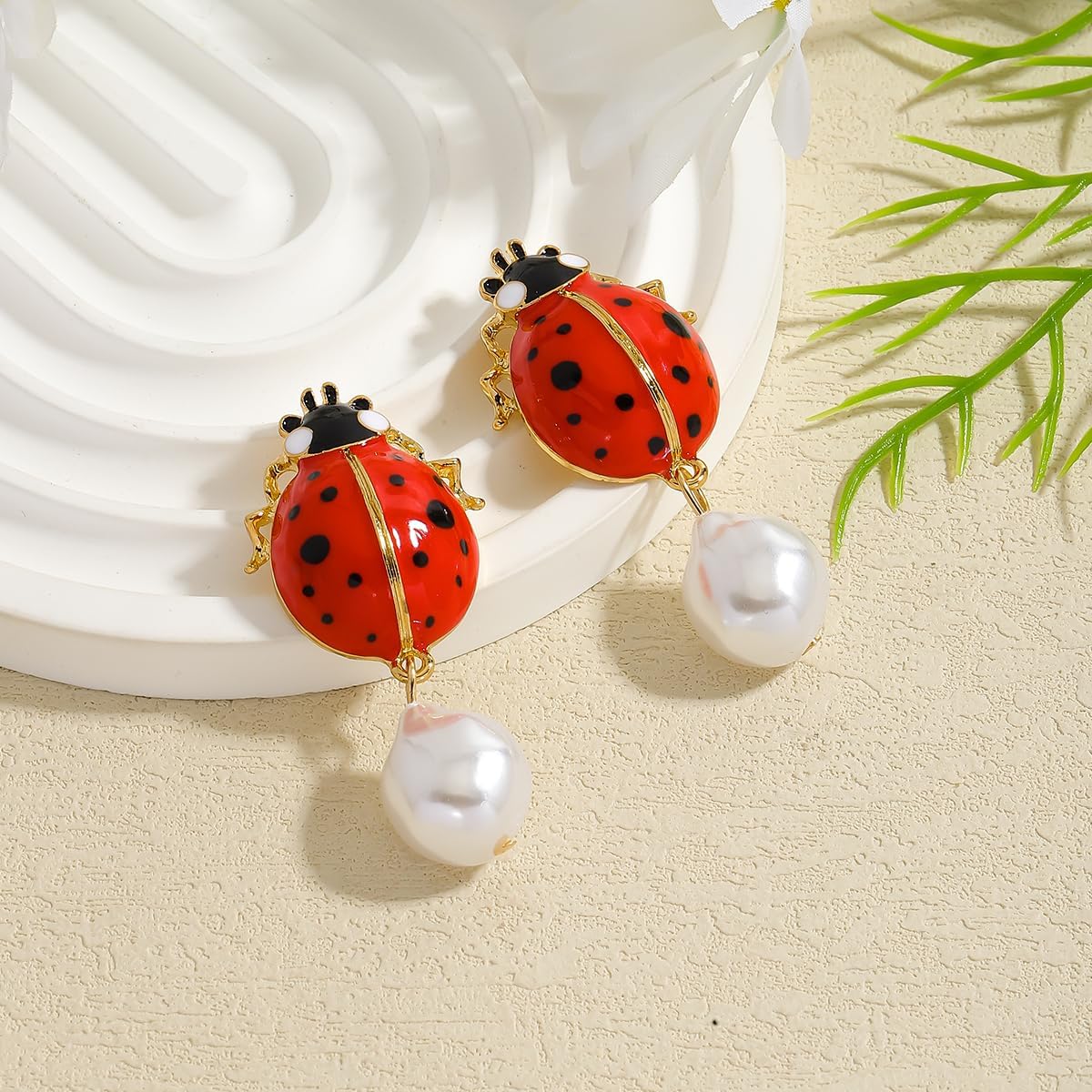 Ladybug Dangle Earrings for Women, Cute Insect Seven Star Ladybug Drip Oil Enamel Earring, Cartoon Animal Jewelry Gifts (3 Color) - Image 3