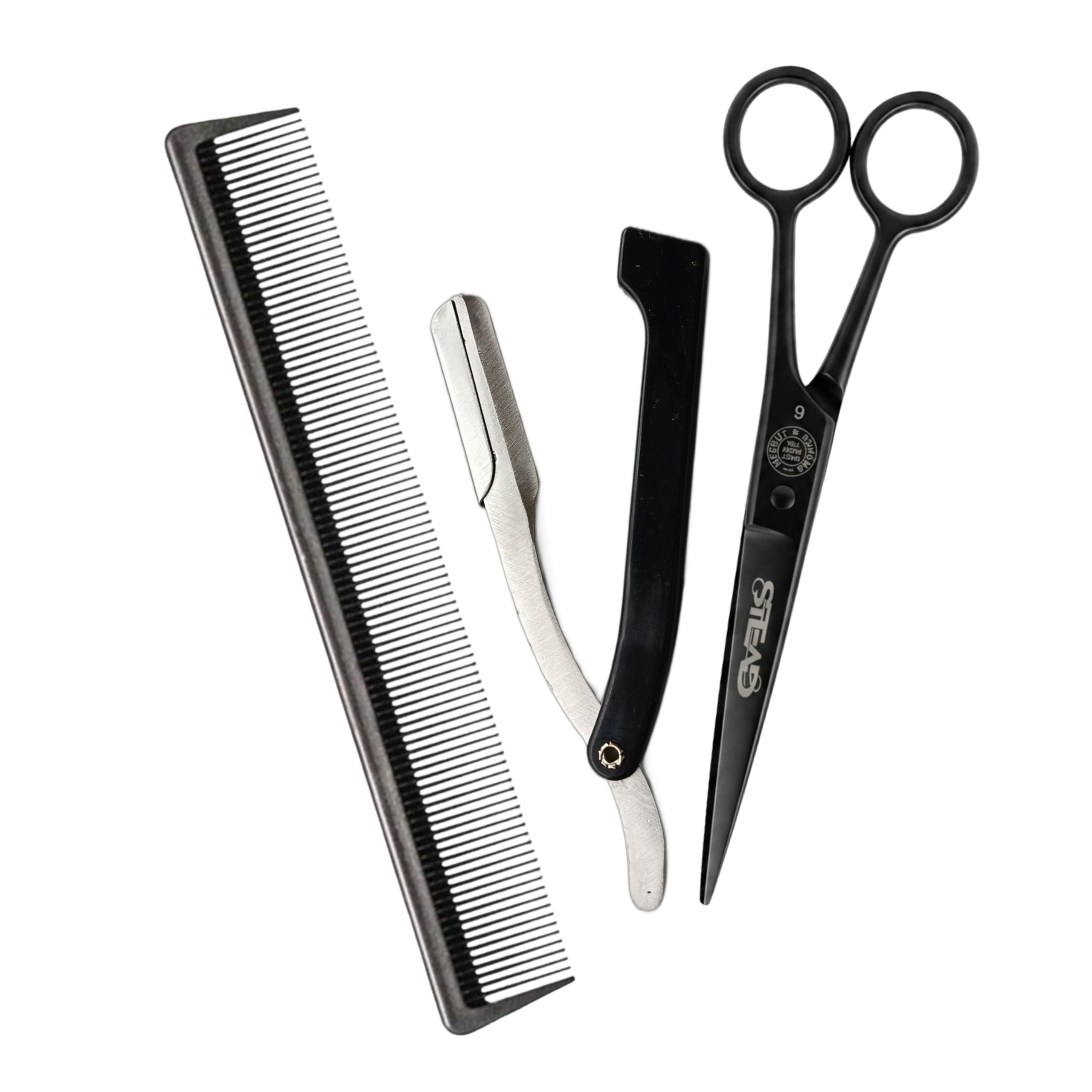 Professional Hair Cutting Scissors Combo Pack | Premium Kaichi Color Black | Salon-Quality Barber Scissors for Men and Women-image-1