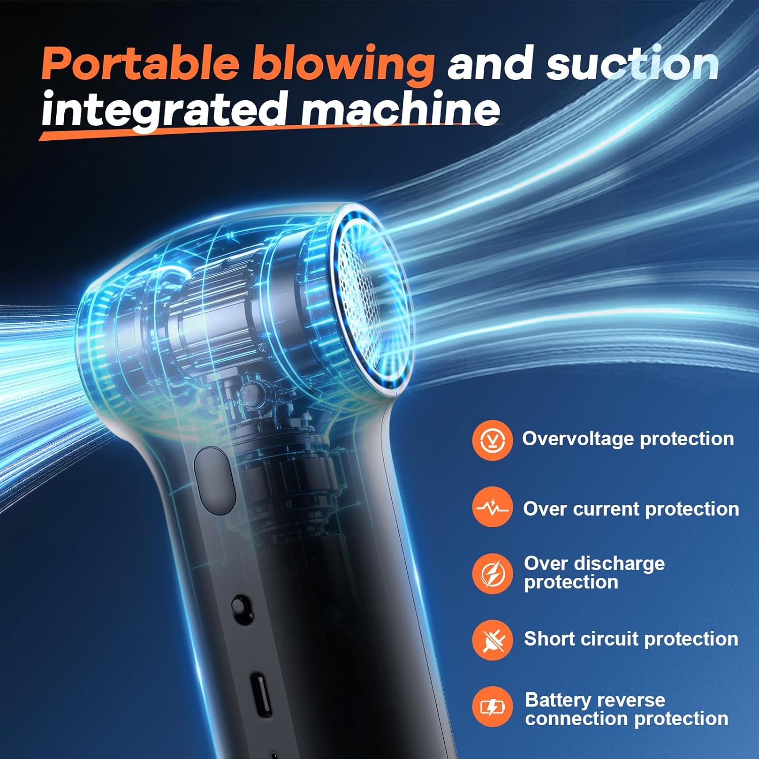 Compressed Air Duster, 2-in-1 Air Duster & Vacuum with 130000RPM Brushless Motor, 150W Electric Air Duster Rechargeable, 3-Gear Adjustable Air Blower for Keyboard,Computer,Car,Home,Outdoor Cleaning