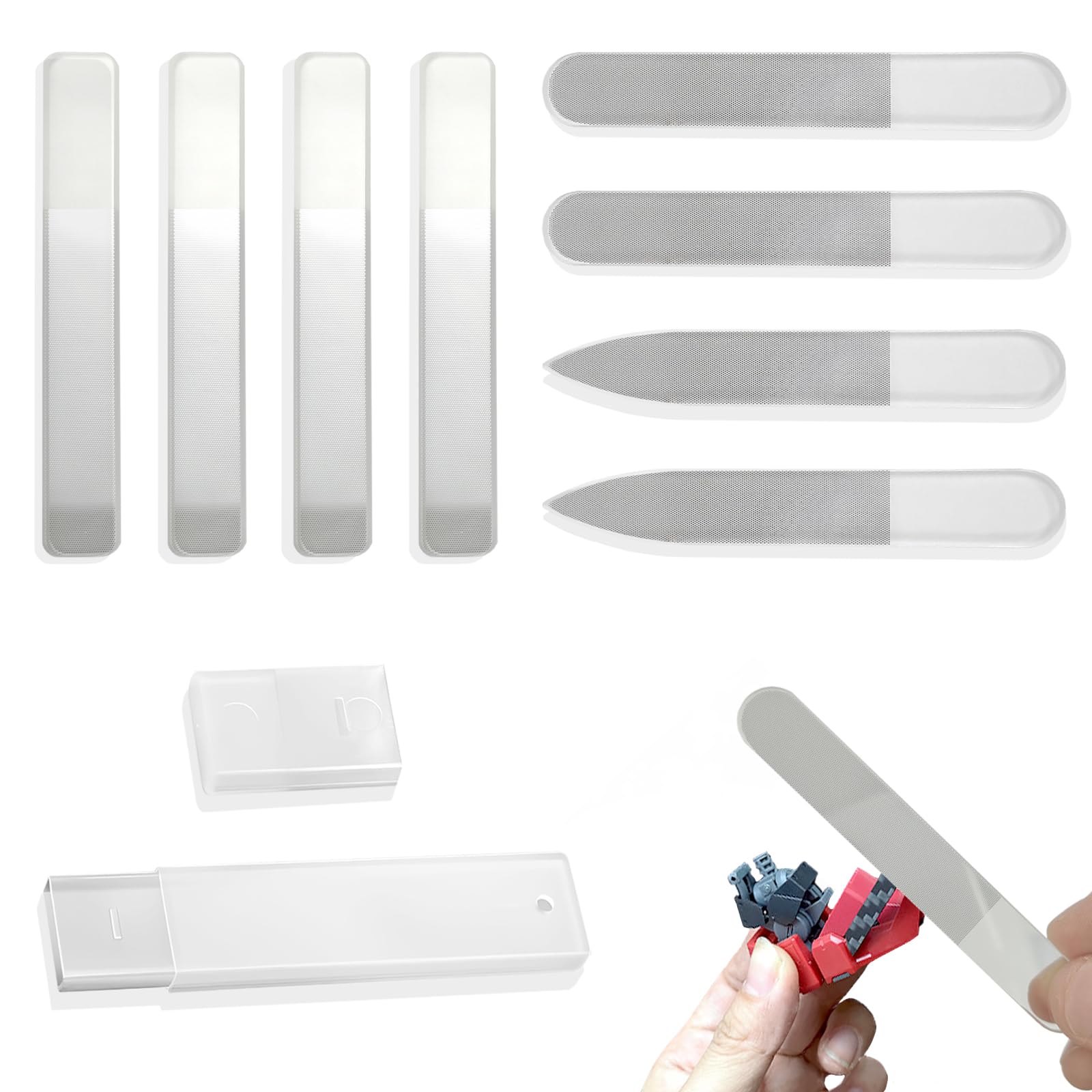 YYMT 8 Pcs Hobby Model Polishing Tools, Reusable Glass Polishing File with Storage Case