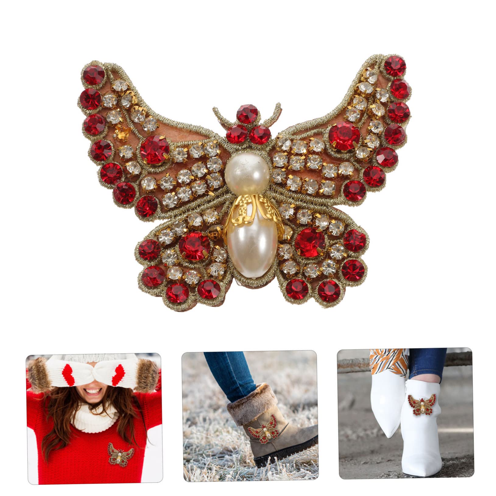 NUOBESTY 5pezzi Applicabile Ferro Decorativa Forma Di Farfalla Strass Patch Per Abbigliamento e Scarpe Per Vestiti Da Sposa e Accessori Fai Da Te