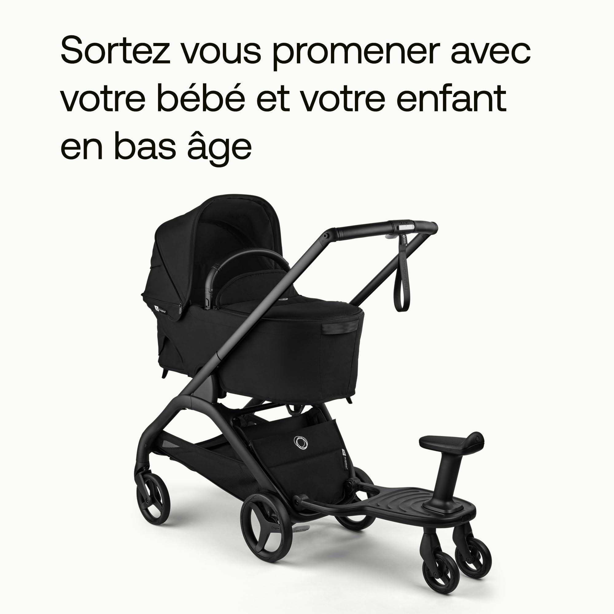 Planche à roulette confort+ de Bugaboo avec siège amovible - Pour enfants en bas âge avec option assise ou debout - Compatible avec toutes les poussettes Bugaboo - 2 roues pour plus de confort