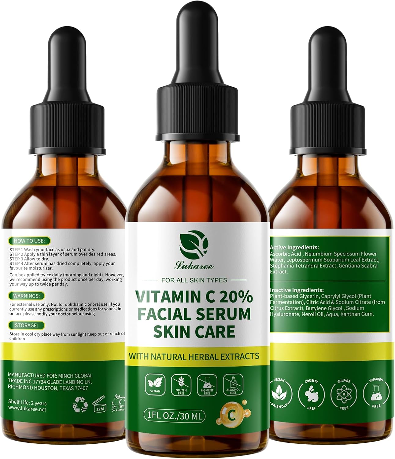 Lukaree Vitamin C Serum for Face – Brightening Vitamina C Facial Serum with Sodium Hyaluronate | Evens Skin Tone & Smooths Fine Lines | Antioxidant-Rich Beauty Product for All Skin Types,1 Fl Oz - Image 9