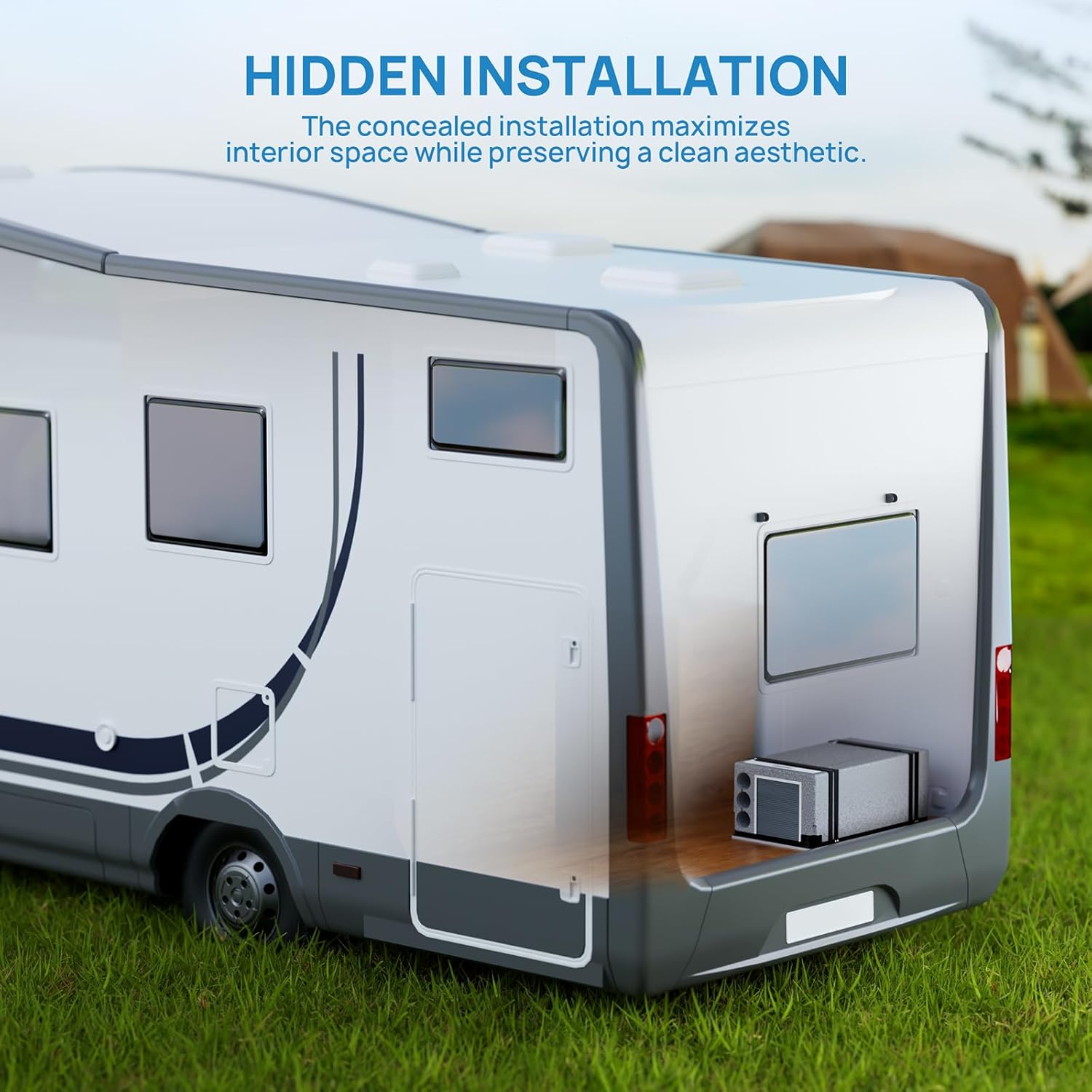 TURBRO Inverter Under Bench RV Air Conditioner with Heat Pump, 115V, High Energy Efficiency, Wall Pad Thermostat, 32.8 ft Air Duct, Hidden Design, Remote and App Control, for Camper, Trailer, Van