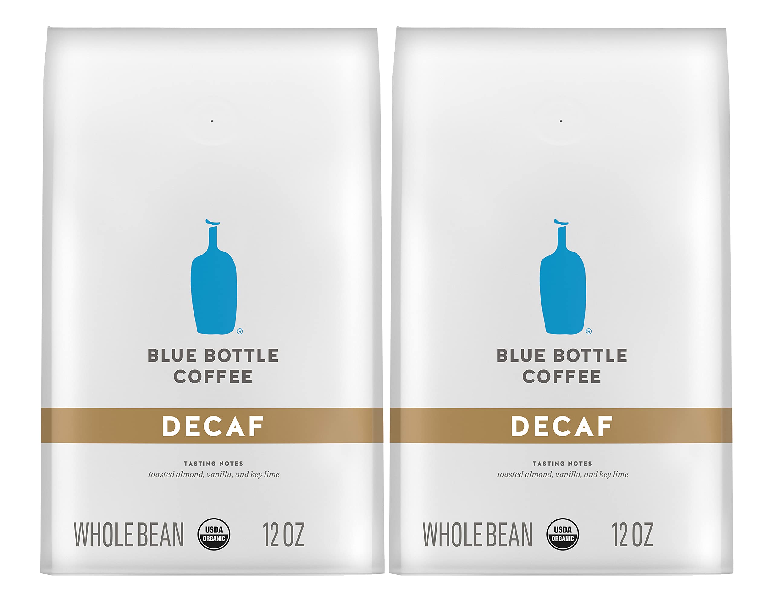 Blue Bottle Whole Bean Organic Coffee, Decaf, Medium Roast, 12 Ounce bag (Pack of 2)