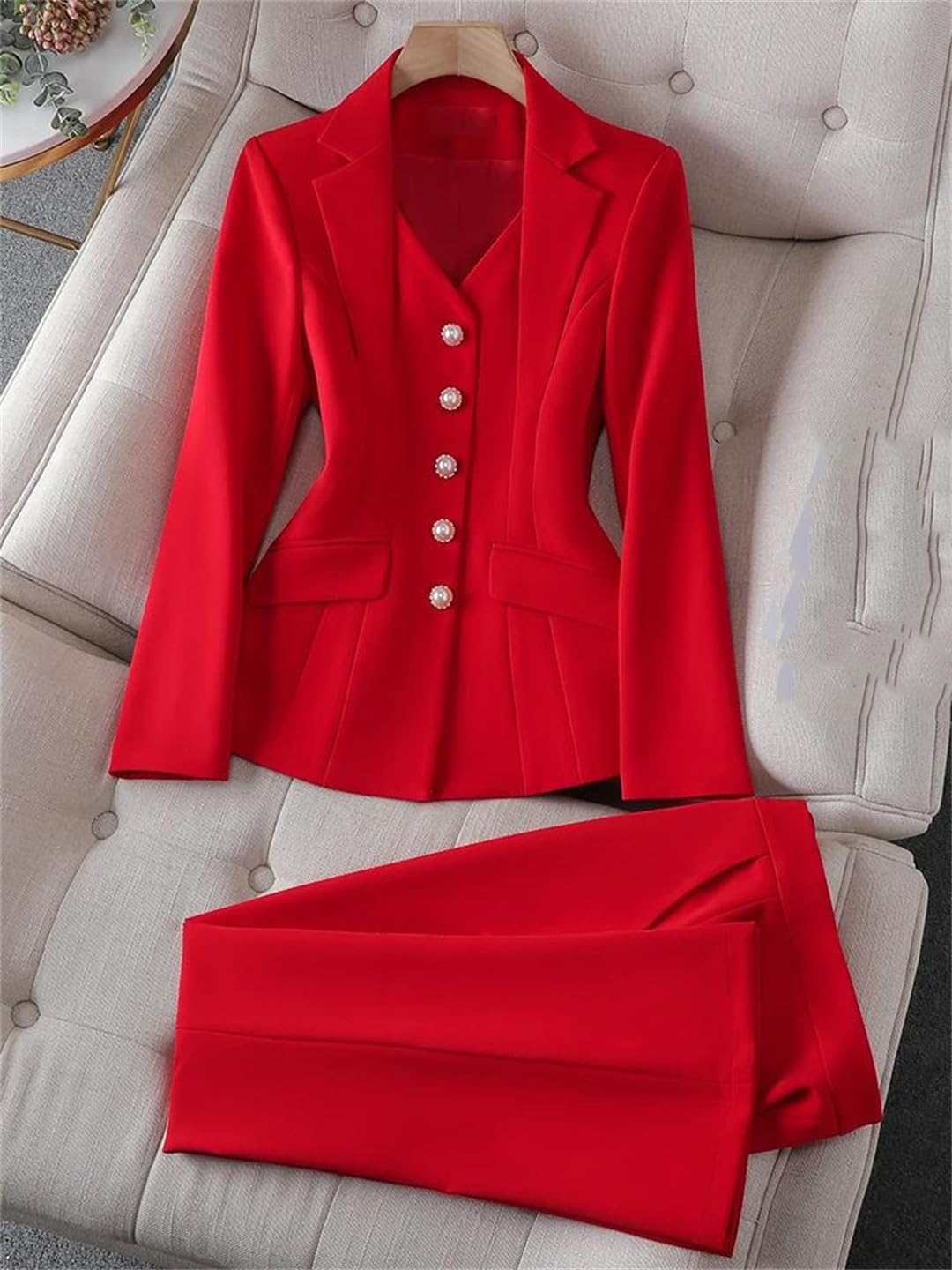 Traje formal de dos piezas para mujer, chaqueta y pantalones, ropa de oficina y trabajo