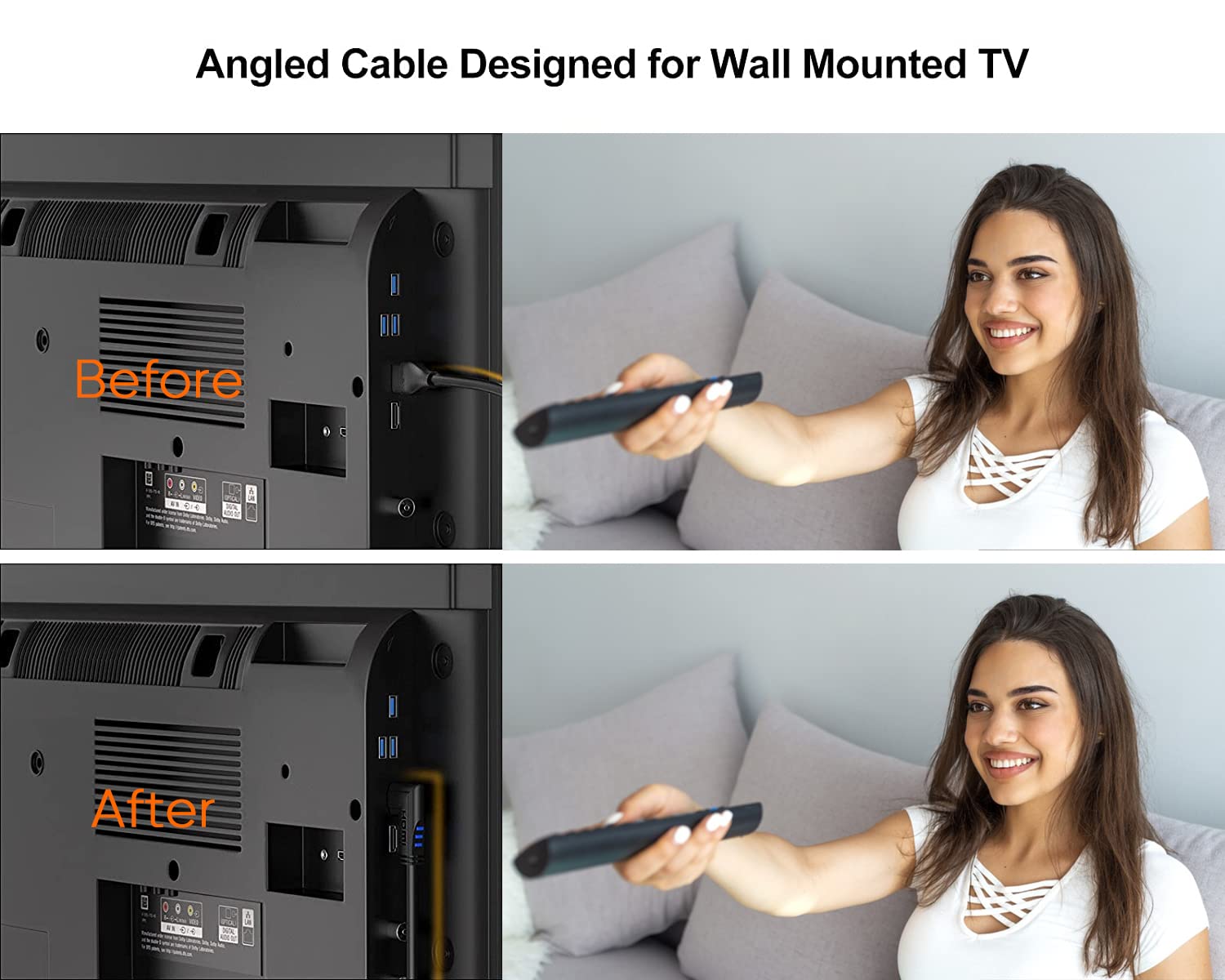 CableCreation 3ft 4K HDMI Cable - Right Angle 90 Degree, Male to Male Cable for Ultra HD 4K@60Hz, 3D Video - 2-Year Warranty