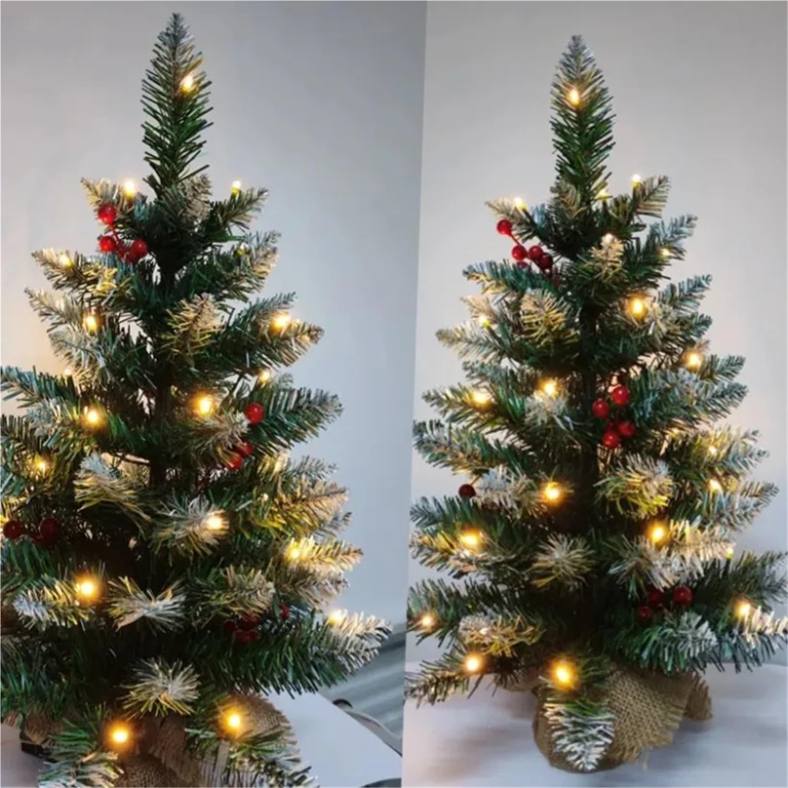 Mini albero di Natale artificiale, 45cm 60cm, decoro da tavolo PVC