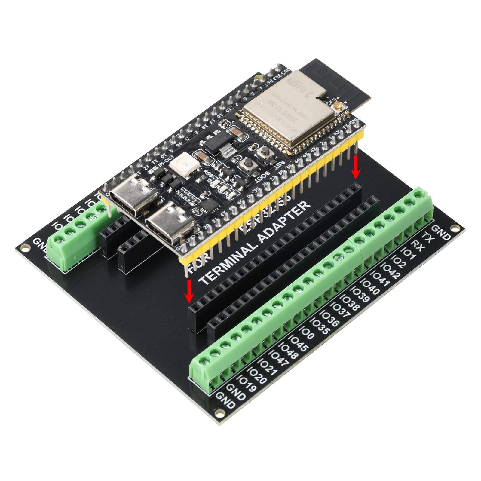Heemol 1 Satz für ESP32 S3 N16R8 DevKitC-1Entwicklung Boards Mit ESP32 S3 Erweiterungsplatine WiFi, Bluetooth 5.0 Modul für Arduino,USB C Anschließbare