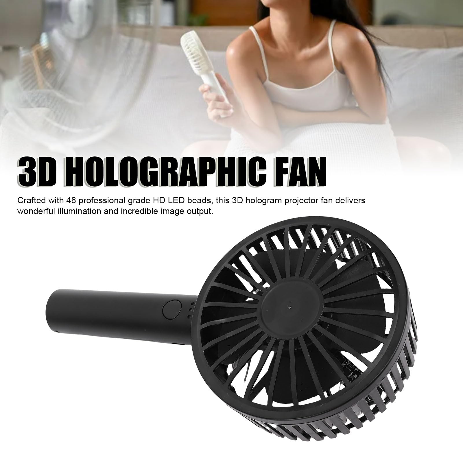 Jectse Tragbarer -Ventilator, Handventilator, Hochauflösendes Display, Fortschrittliche LED-Technologie, für Partys Im Freien, für Reisen, Sommerkonzerte, Make-up, Sommer.