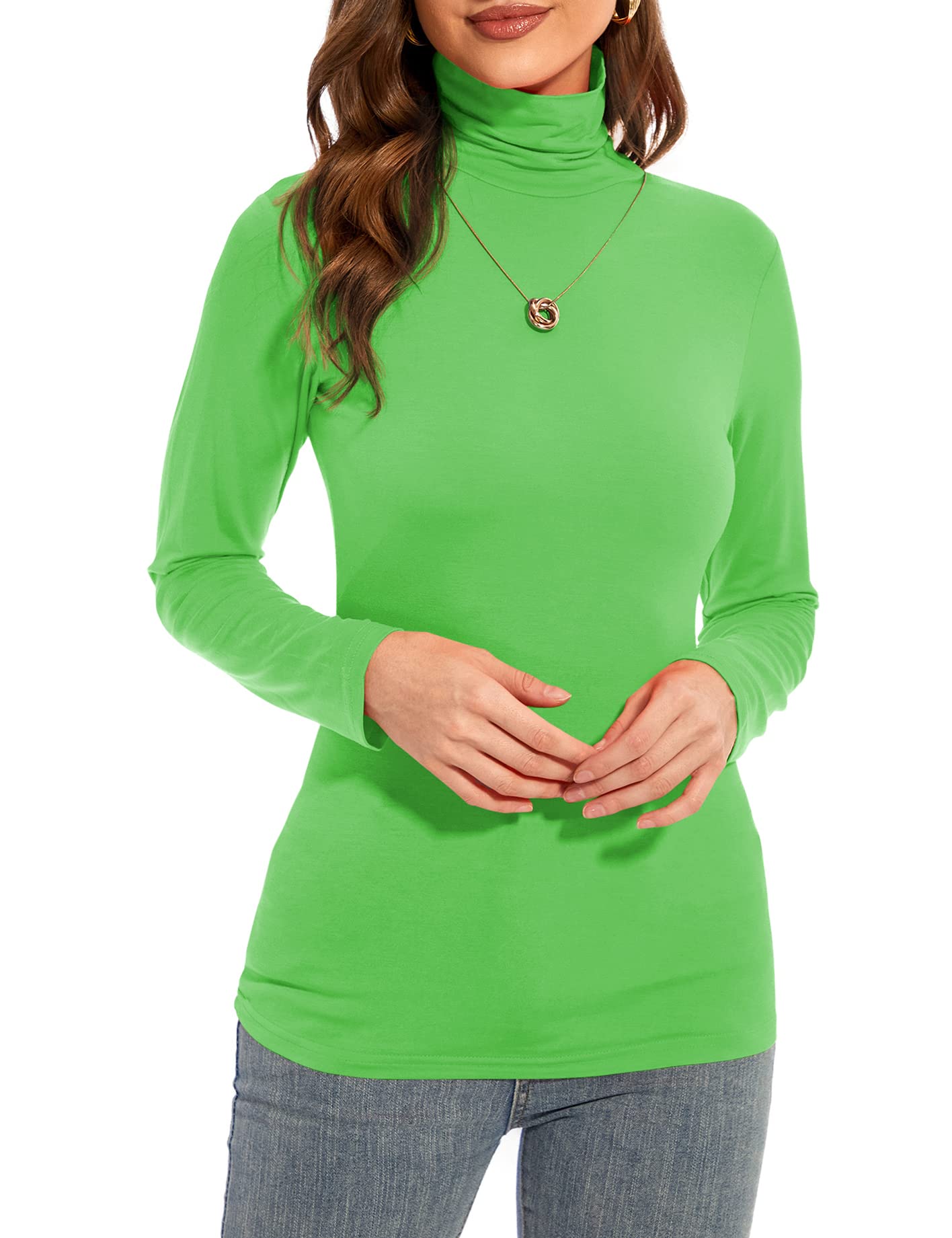 Womens Long Sleeve Turtleneck T-Shirts Casual Lightweight Slim Fit Cozy Base Layer Top