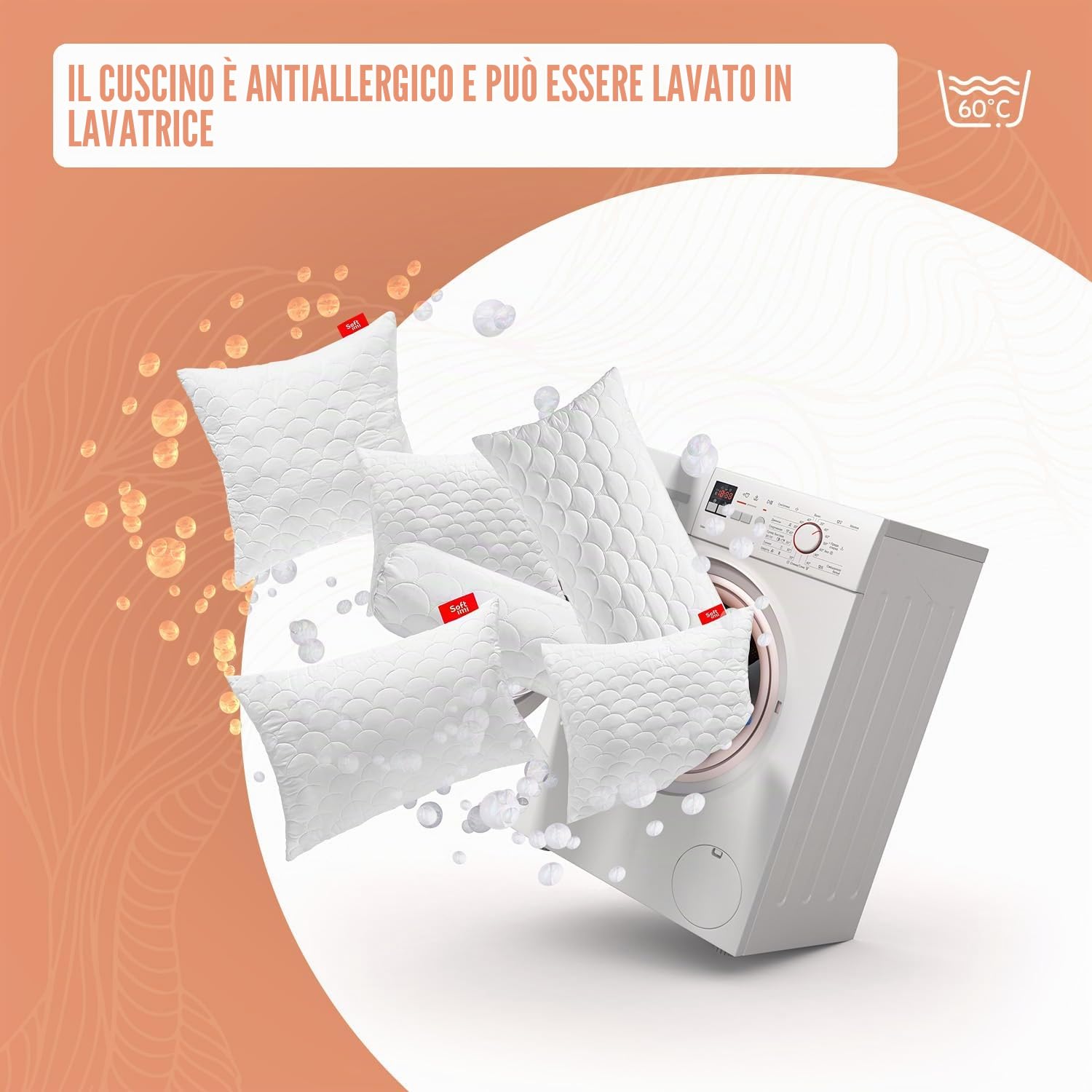 Premium Cuscino Trapuntato - Antiallergico - Anticarie - Inodore Immediatamente utilizzabile - Con Regolazione Della Durezza (Set di 2 Cuscini 50x90 cm)