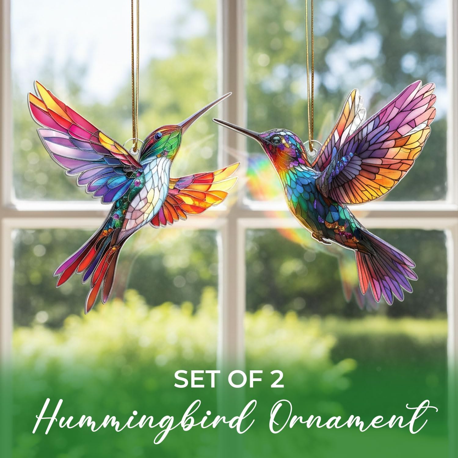 Hummingbird Ornament, Hummingbird Stained Glass Ornament, Christmas Ornaments, Xmas Decor, Ornaments for Christmas Tree - Image 2