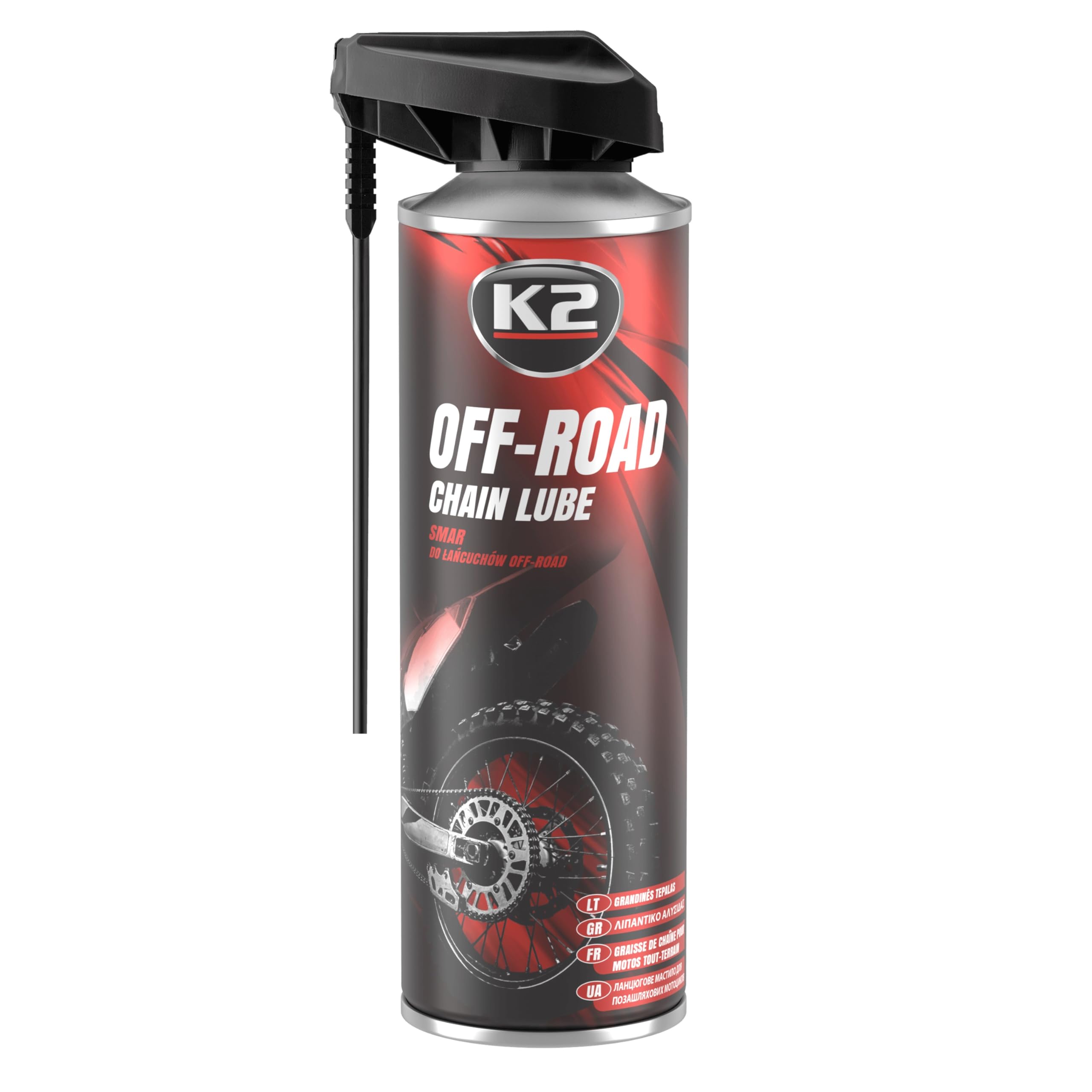 K2 Lubricante para Cadenas de Motos Off-Road, Mantiene Limpieza y Funcionalidad Chain Lube Grasa para Cadenas 500ml