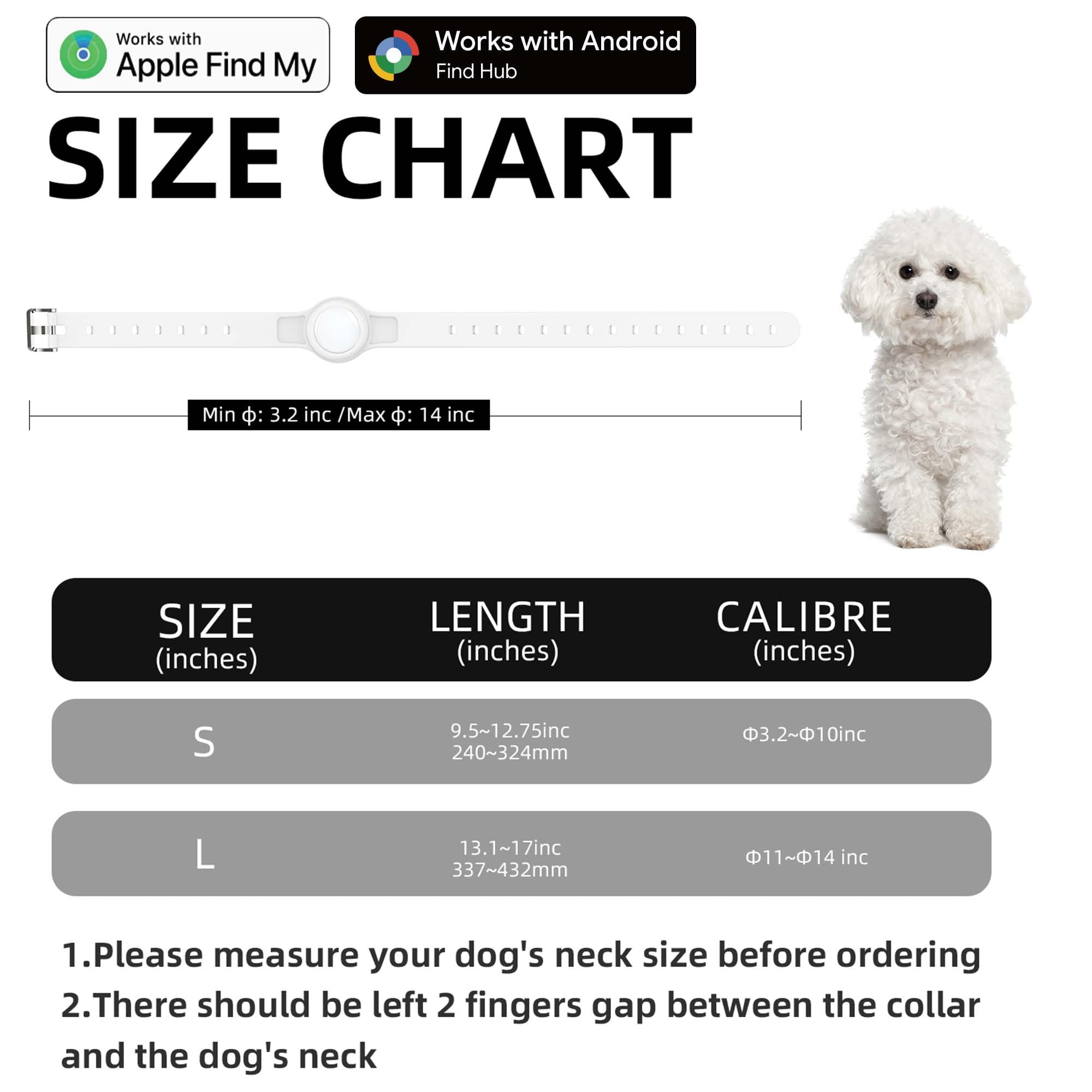 All-in-One AirTag Dog Collar with Holder: SEVEN SWAN Waterproof GPS Dog Tracker - Adjustable Silicone Pet Tracking Collar for Apple Find My & Google Find Hub - Fits 3.2” to 14” Neck - image 7