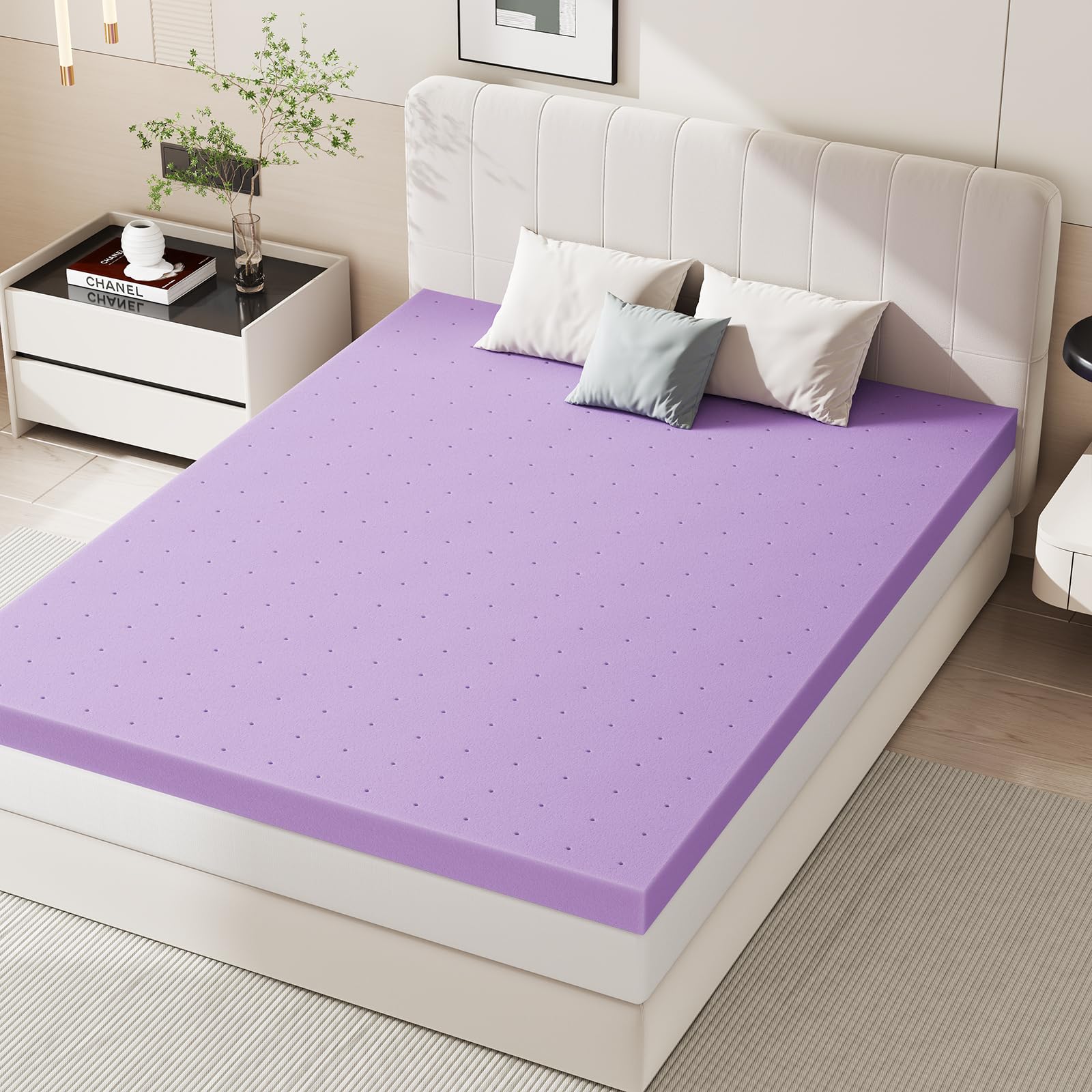 Sweetcrispy 2 Inch Queen Cooling Gel Memory Foam Mattress Topper