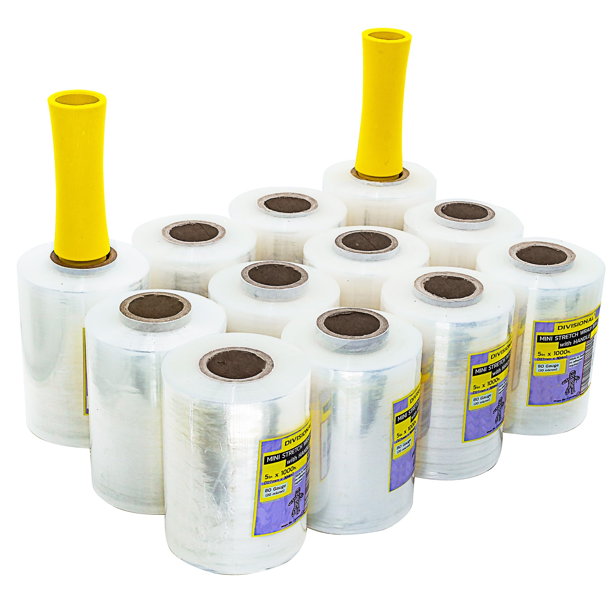" 12-Pack " Mini Stretch Wrap Roll with Handle | 5 inch x 1000ft x 12 pcs | Shrink Wrap Roll | Stretch Wrap for Moving | Plastic Wrap for Moving |