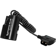 KONDOR BLUE | D-Tap Cable Compatible with Canon LPE6 NH Dummy Battery | 16"-36" Coiled Cable with Smart D-Tap Connector Reverse Polarity Protection | Raven Black